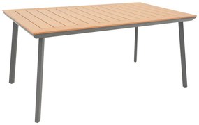 Τραπέζι Griffith pakoworld ανθρακί αλουμίνιο και plywood σε φυσική απόχρωση 160x90x74εκ