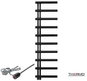 Thermo ACCENT Θερμαινόμενη πετσετοκρεμάστρα από ανοξείδωτο χάλυβα με ηλεκτρική λειτουργία 176x50cm Silk Black