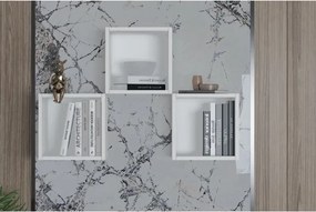 Stewehome Μοντέρνο ράφι τοίχου με 3 ράφια από λευκή μελαμίνη Λευκό 30x33.6x30 cm