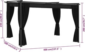 vidaXL Κιόσκι Ανθρακί 4 x 3 μ.