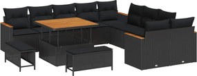 vidaXL Σετ Καναπέ Κήπου 13 pcs Μαύρο συνθετικό ρατάν