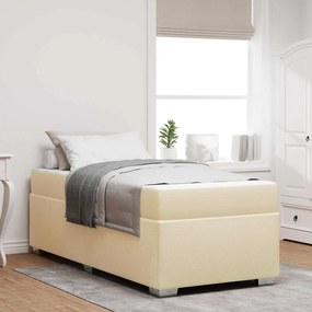 vidaXL Σκελετός Κρεβατιού με στρώμα Κρεμ 90 x 190 cm ύφασμα