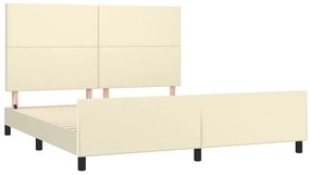 vidaXL Πλαίσιο Κρεβατιού με Κεφαλάρι Κρεμ 160x200 εκ. Συνθετικό Δέρμα