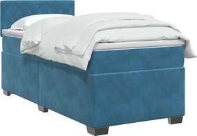 vidaXL Κρεβάτι box spring με στρώμα Σκούρο Μπλε 100 x 200 cm Βελούδο