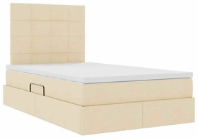 vidaXL LED Κρεβάτι αποθήκευσης με στρώμα Κρέμ 120 x 200 cm Ύφασμα