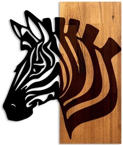 Διακοσμητικό Τοίχου Zebra 899SKL2708 48x3x58cm Walnut-Black Wallity Μέταλλο,Ξύλο
