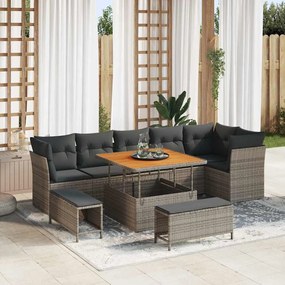 vidaXL Σετ Καναπέ Κήπου 9 pcs Γκρι συνθετικό ρατάν