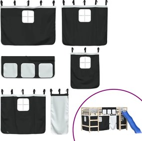 vidaXL Κουρτίνες για Κρεβάτι Κουκέτα Λευκό / Μαύρο από Πολυεστέρα