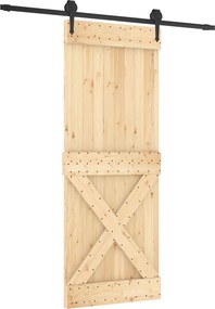 vidaXL Συρόμενη Πόρτα Φυσικό και Μαύρο 80 x 210 cm