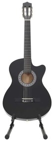 vidaXL Κιθάρα Western Classical Cutaway Σετ 12 Τεμ. 6 Χορδές Μαύρη 38&quot;