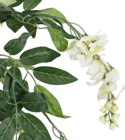 vidaXL Γλισίνια Τεχνητή 1260 Φύλλα Πράσινο / Λευκό 180 εκ.