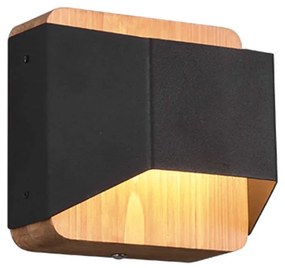 Φωτιστικό Τοίχου - Απλίκα Arino 224810132 4,3W Led 12x12cm Black Mat Trio Lighting Metal,Wood