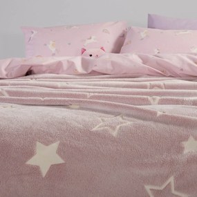 Φωσφοριζέ Κουβέρτα Fleece Μονή (160x220) Nef-Nef Homeware Junior Starlight Pink