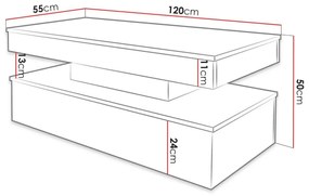 Τραπεζάκι σαλονιού Merced N100, Άσπρο, Γυαλιστερό λευκό, 50x55x120cm, 41 kg, Ινοσανίδες μέσης πυκνότητας, Γωνιακό | Epipla1.gr