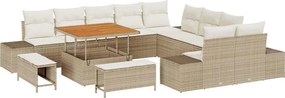 vidaXL Σετ Καναπέ Κήπου με μαξιλάρι 13 pcs Μπεζ Πολυ ράταν