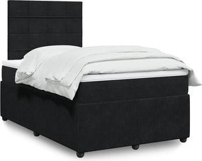 vidaXL Κρεβάτι Boxspring με Στρώμα Μαύρο 120x190 εκ. Βελούδινο