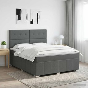 vidaXL Κρεβάτι box spring με στρώμα Σκούρο Γκρι 140 x 200 cm Ύφασμα