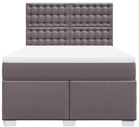 vidaXL Κρεβάτι Boxspring με Στρώμα Γκρι 140x190εκ. από Συνθετικό Δέρμα