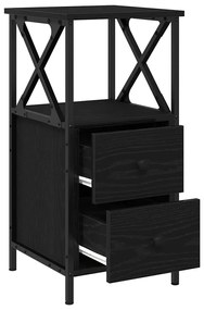 vidaXL Κομοδίνο Μαύρη Οξυά 34 x 35,5 x 70 εκ Επεξεργασμένο ξύλο