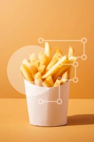 Σετ των 2 Intra Συλλεκτικό Ξύλινο Παζλ Plywood 4mm - Χρυσές τηγανιτές πατάτες σε λευκό δοχείο Σε Ξύλινο Κουτί - Διαστάσεις: 10x10 cm – 25 κομμάτια