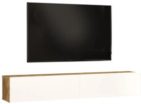 Έπιπλο τηλεόρασης επιτοίχιο Dello λευκό-sonoma 180x31.6x29.6εκ Υλικό: CLIPBOARD WITH MELAMINE COATING 18mm - MDF 176-000059