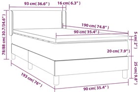 vidaXL Κρεβάτι Boxspring με Στρώμα Σκούρο Γκρι 90x190 εκ. Υφασμάτινο