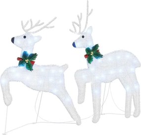 vidaXL LED Ελάφια 2 pcs Κρύο Λευκό ύφασμα