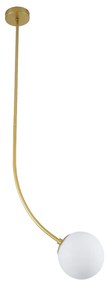 GloboStar DRIZZLE 00922 Μοντέρνο Φωτιστικό Οροφής Μονόφωτο Χρυσό 70cm με Λευκό Ματ Γυαλί Φ15 x Y70cm