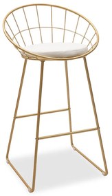 Intrahome Σκαμπό μπαρ Seth Intrahome μέταλλο χρυσό-μαξιλάρι PVC λευκό | SKU: INTRAPA-169111134