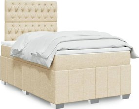 vidaXL Κρεβάτι Boxspring με Στρώμα Κρεμ 120x190 εκ. Υφασμάτινο