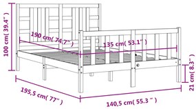 ΠΛΑΙΣΙΟ ΚΡΕΒΑΤΙΟΥ ΜΕ ΚΕΦΑΛΑΡΙ ΛΕΥΚΟ ΑΠΟ ΜΑΣΙΦ ΞΥΛΟ 4FT6 DOUBLE 3191947