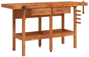 vidaXL Πάγκος Εργ. Συρτάρια/ Μέγγενες 162x62x83 εκ. Μασίφ Ξύλο Ακακίας
