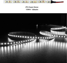 Led ταινία 5m Super Dense ισχύος 12W/m 12VDC 120LED/m λευκό φως IP54