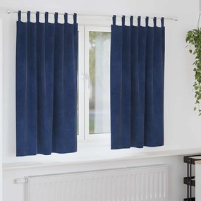 vidaXL Κουρτίνες με κουρτίνες 2 pcs Σκούρο Μπλε 140 x 175 cm Βελούδο