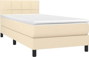 vidaXL Κρεβάτι Boxspring με Στρώμα Κρεμ 90x200 εκ.Υφασμάτινο