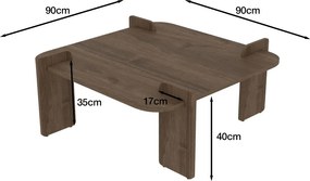 Τραπεζάκι Σαλονιού Καρυδί SAPROR 90x90x35