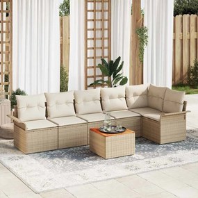vidaXL Σετ Καναπέ Κήπου με μαξιλάρι 7 pcs Μπεζ, Κρέμα 55 x 55 x 37 εκ