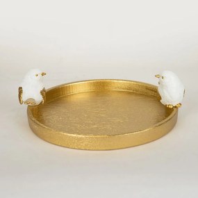 Διακοσμητική Πιατέλα Ξύλινη 752-15018 30,9x28x9,5cm Gold-White Estheti Home Ξύλο