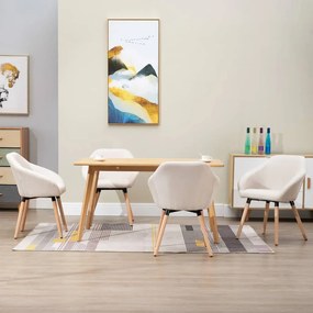 vidaXL Καρέκλες Τραπεζαρίας 4 τεμ. Κρεμ Υφασμάτινες