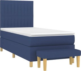 vidaXL Κρεβάτι Boxspring με Στρώμα Μπλε 100 x 200 εκ. Υφασμάτινο