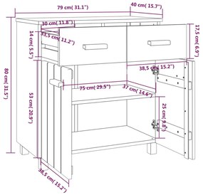 Ντουλάπι Αποθήκευσης Ανοιχτό Γκρι 79x40x80 εκ Μασίφ Ξύλο Πεύκου - Γκρι