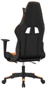 Καρέκλα Gaming Μασάζ Υποπόδιο Μαύρο/Πορτοκαλί Συνθετικό Δέρμα - Μαύρο