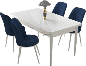 Dining Table &amp; Chairs Set (5 Pieces) Nil - White, Navy Blue White
Navy Blue