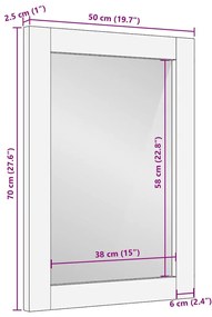 vidaXL Καθρέφτης Ανοιχτό καφέ 57 x 70 x 3 εκ Μασίφ ξύλο μάνγκο
