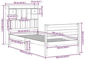 ΚΡΕΒΑΤΙ ΒΙΒΛΙΟΘΗΚΗ ΧΩΡΙΣ ΣΤΡΩΜΑ 90X190 ΕΚ ΜΑΣΙΦ ΞΥΛΟ ΠΕΥΚΟΥ 3321924