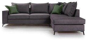 Γωνιακός καναπές αριστερή γωνία Romantic pakoworld ύφασμα ανθρακί-κυπαρισσί 290x235x95εκ - Ύφασμα - 168-000035