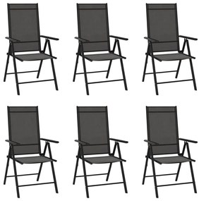 312179 vidaXL Καρέκλες Κήπου Πτυσσόμενες 6 τεμ. Μαύρες από Textilene Μαύρο, 1 Τεμάχιο
