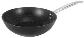 Wok τηγάνι Oliver Voltz OV54420N28, 28 cm, Μαρμάρινο φινίρισμα, Επαγωγή, Μαύρο