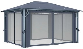 vidaXL Κιόσκι με Κουρτίνα Ανθρακί 400 x 300 εκ. Αλουμινίου