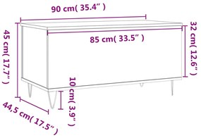 Τραπεζάκι Σαλονιού Μαύρο 90x44,5x45 εκ. Επεξεργασμένο Ξύλο - Μαύρο